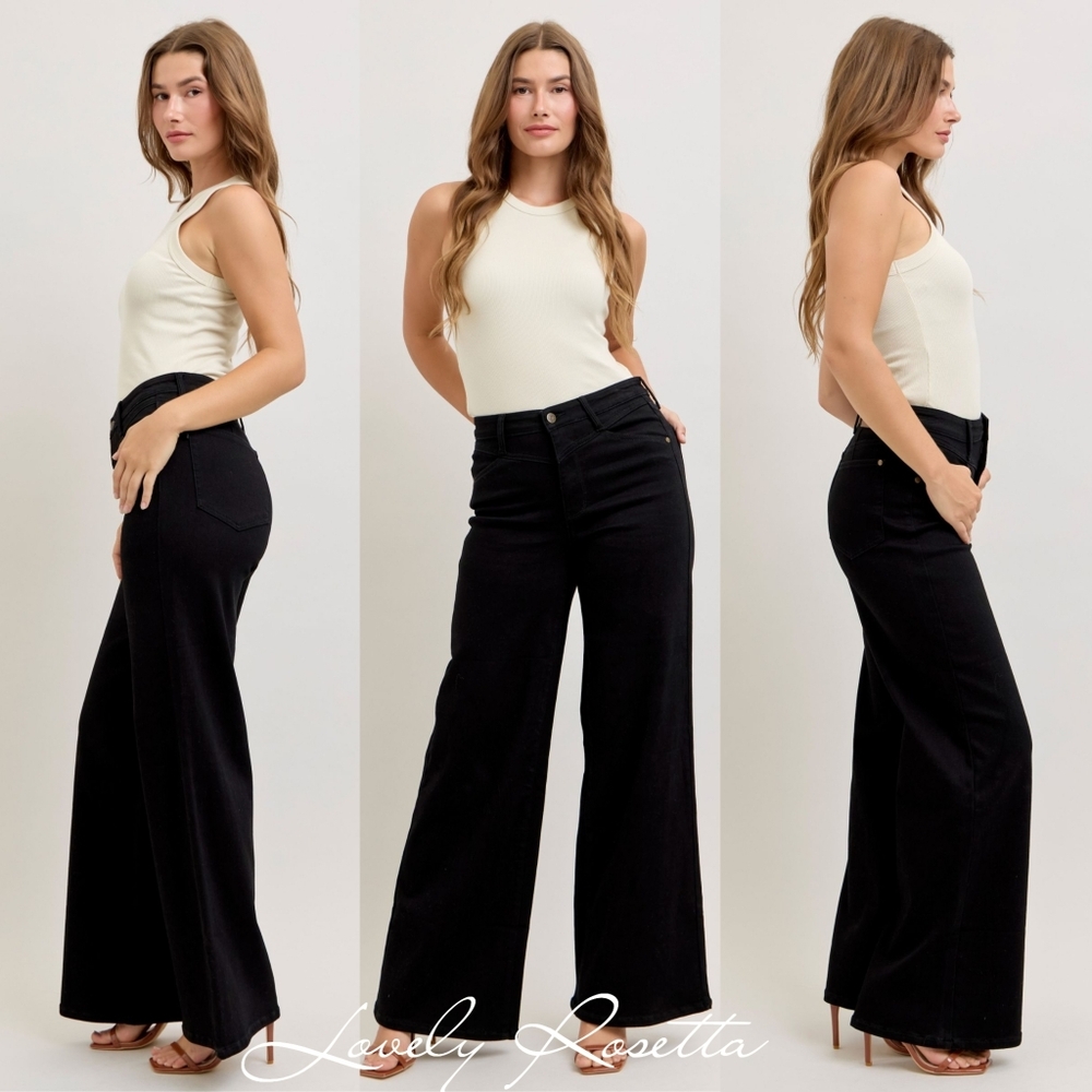 Wide-Leg Black Jeans